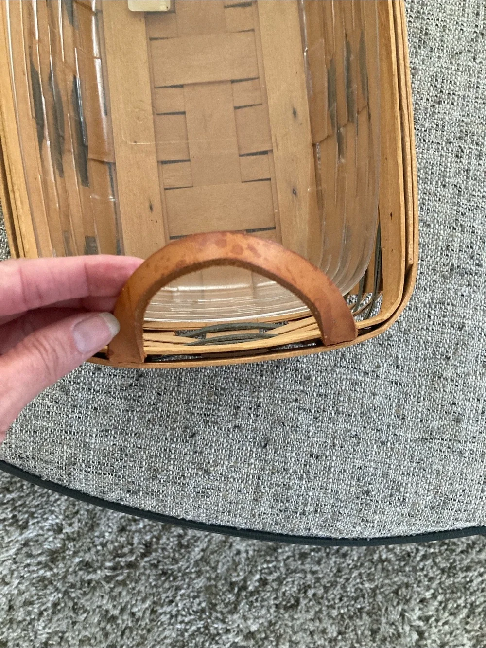 Longaberger Rectangular Slatted Handled Basket in Light Brown